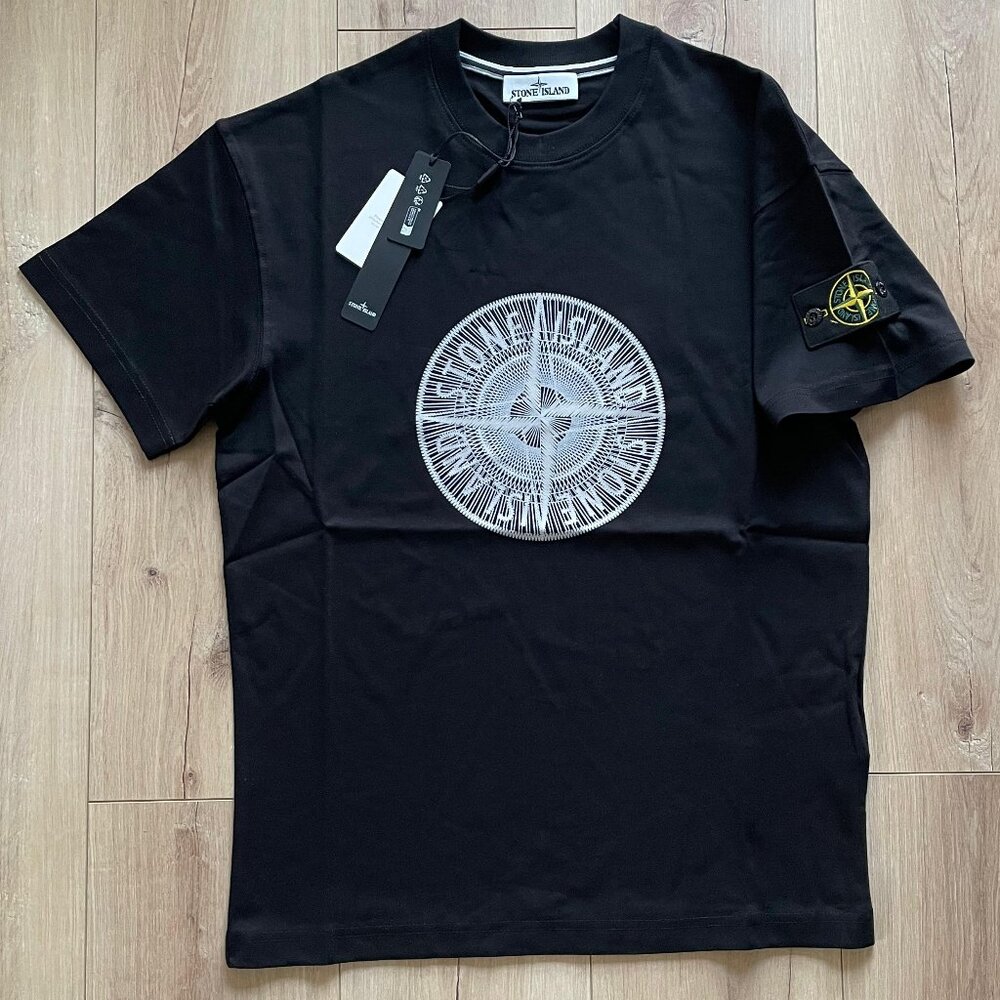 STONE ISLAND MEN'S COTTON BLACK T-SHIRT SMALL